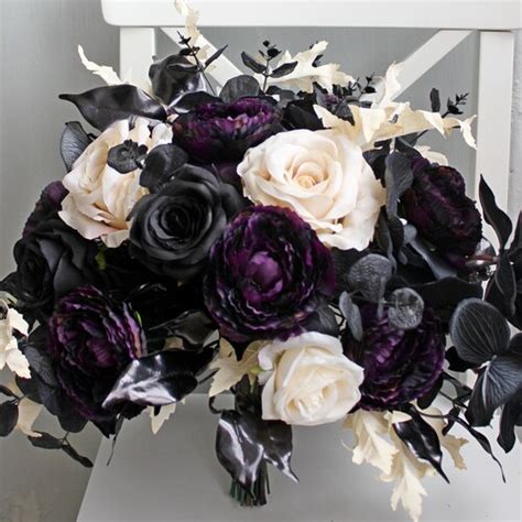 Purple Black Bouquet Gothic Wedding Bouquet Moody Bouquet Etsy