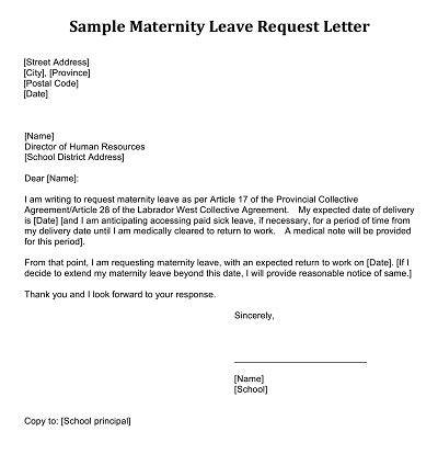 17 Free Sample Maternity Leave Letter Templates MS Word PDF