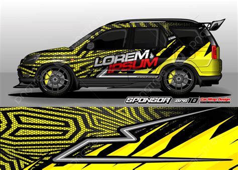 Gambar Mockup Desain Vektor Grafis Livery Mobil Balap Templat Untuk