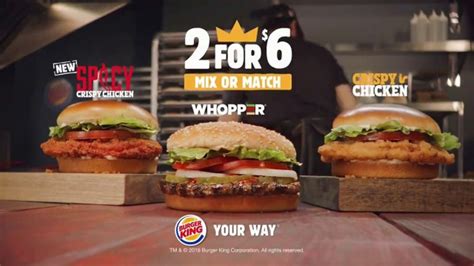 Burger King 2 For 6 Tv Commercial Spicy Chicken Crispy Chicken Or