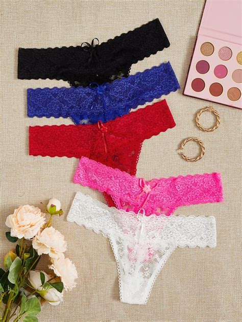 Pack Floral Lace Thong Set Sexy Lingerie Shein Usa