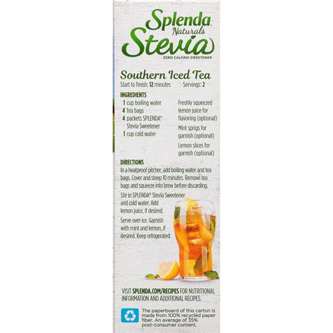 Splenda Naturals Stevia Zero Calorie Sweetener 56 Ounce 80 Packets