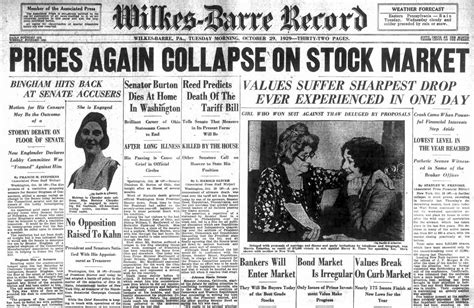 The Great Depression Newspaper Headlines From The 1929 Stock Market