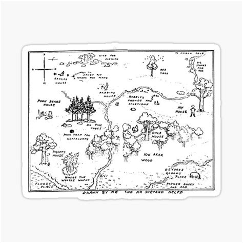 "Map of the Hundred Acre Wood" Sticker for Sale by AmyOlsen | Redbubble