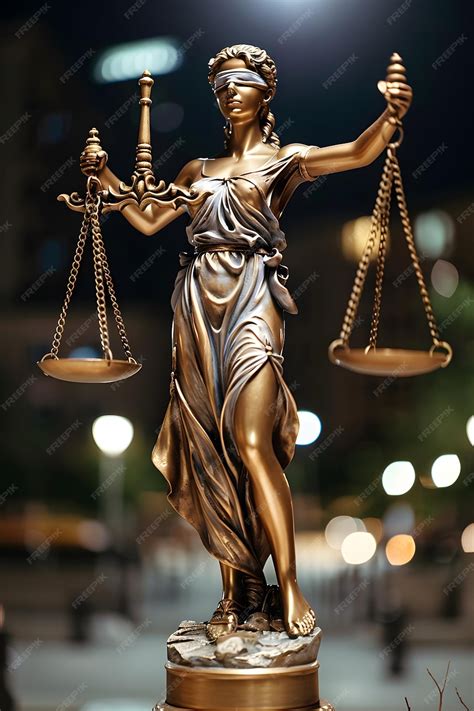 A Statue Of Lady Justice Holding A Scale Of Justice Premium Ai