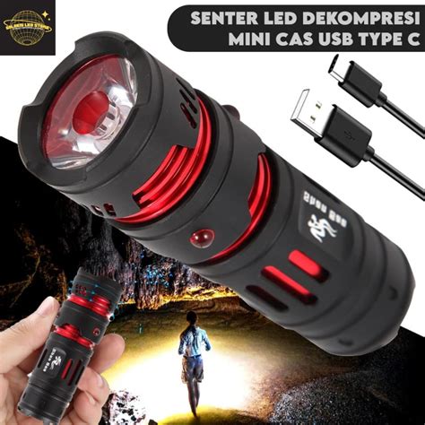 jual senter led dekompresi mini senter kemah senter cas usb type