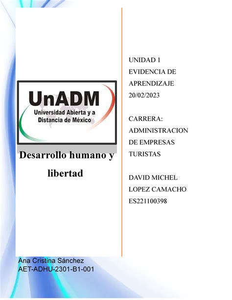 Adhu U1 Ea Dmlc Actividad Sobre El Desarrollo Humano Desarrollo