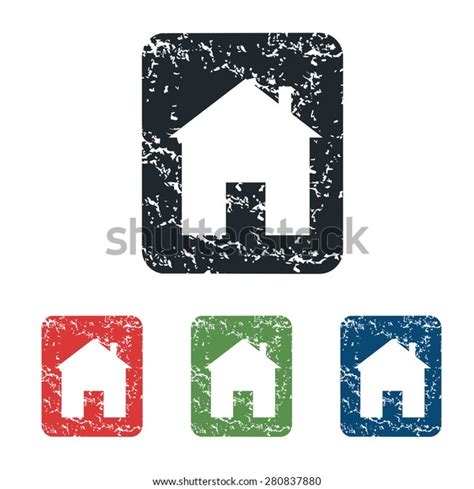 Colored Grunge Icon Set Image House Stock Vector Royalty Free