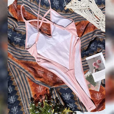 Sexy Pink Bikini Set Women Swimwear Cute Bikini Etsy