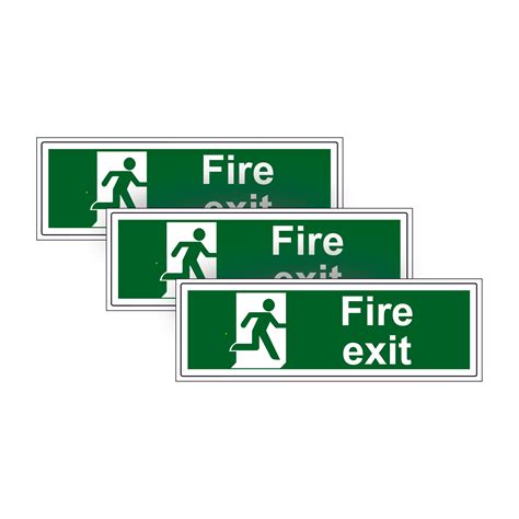 3 Pack Fire exit warning safety vinyl sticker signs for doors, walls or ...