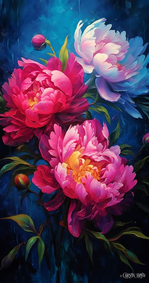 Perfect Peonies digital Oil Painting - Etsy