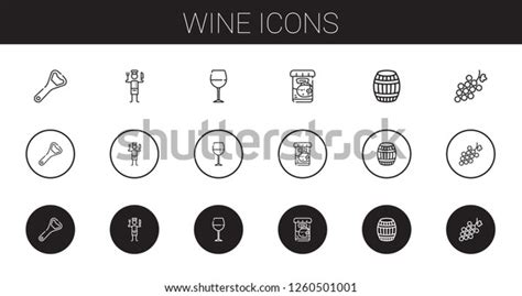 Wine Icons Set Collection Wine Bottle Stock Vector Royalty Free