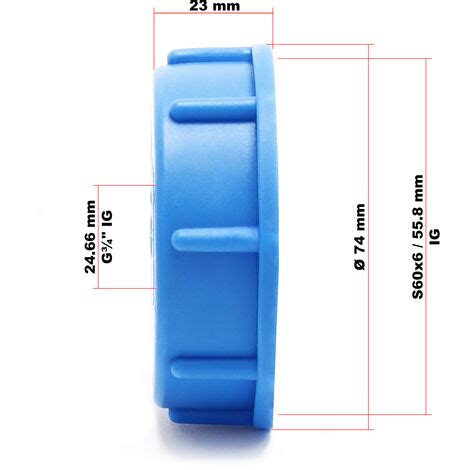 Adaptateur IBC Plastique Filetage Femelle 24 66 Mm 3 4 Conteneur Avec