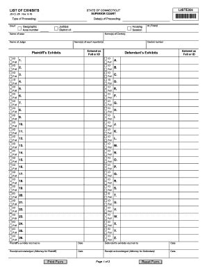 Fillable Online Jud Ct LIST OF EXHIBITS CONTINUED Jud Ct Fax Email