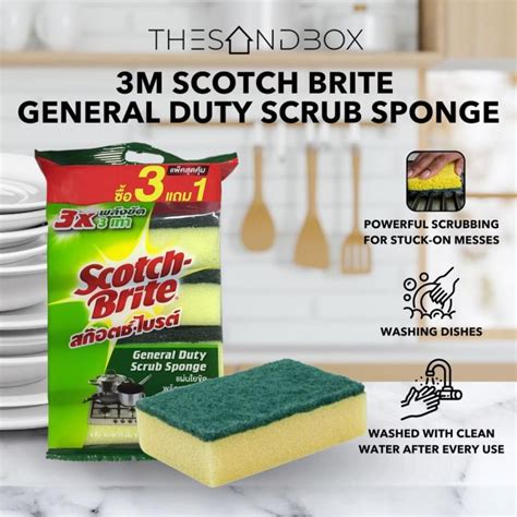 M Scotch Brite Sponges Scrub General Light Duty Anti Bacterial No