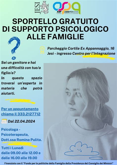 Jesi Nasce Lo Sportello Gratuito Di Supporto Psicologico Alle Famiglie