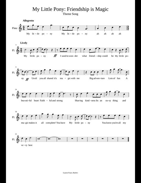 My Little Pony Theme Song Sheet Music