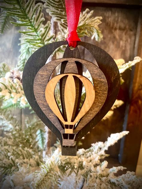 Stacked Hot Air Balloon Laser Cut Wood Ornament Hot Air Etsy