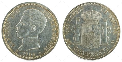 Ancient Spanish Silver Coin Of King Alfonso Xiii Stock Photo By