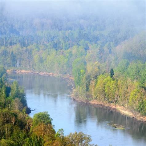 Areal View On Gauja River Valley In Spring In Sigulda Latvia Stock