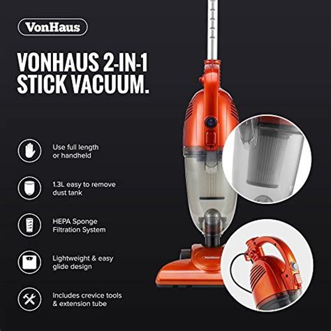 Vonhaus 2 In 1 Stick And Handheld Vacuum Cleaner 600w Corded Upright