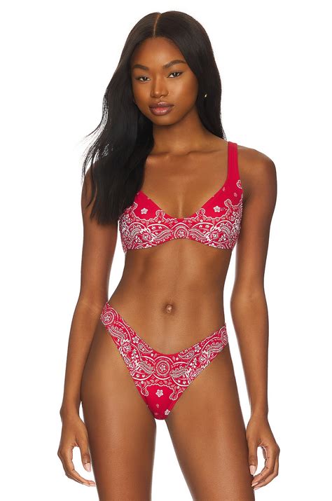 Zimmermann Separates Sculpt Scoop Bikini Top In Red Bandana REVOLVE