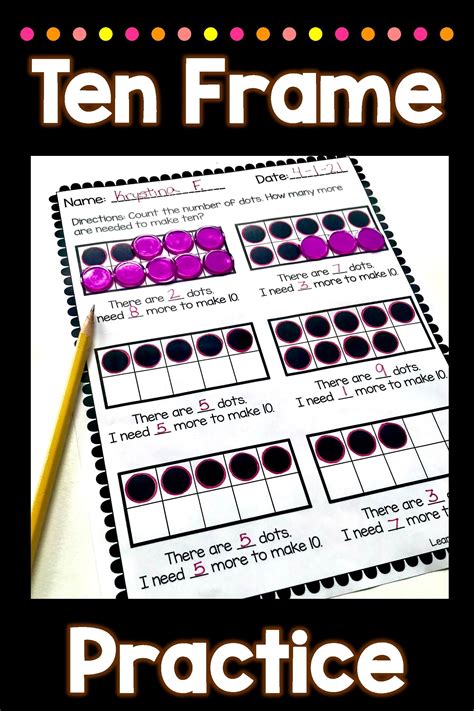 Ten Frame Worksheets Kindergarten | Ten frame, Ten frame activities ...