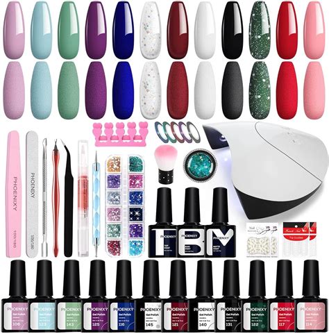 Phoenixy Kit Vernis Semi Permanent 12 Couleurs Kit Manucure Avec 36 W