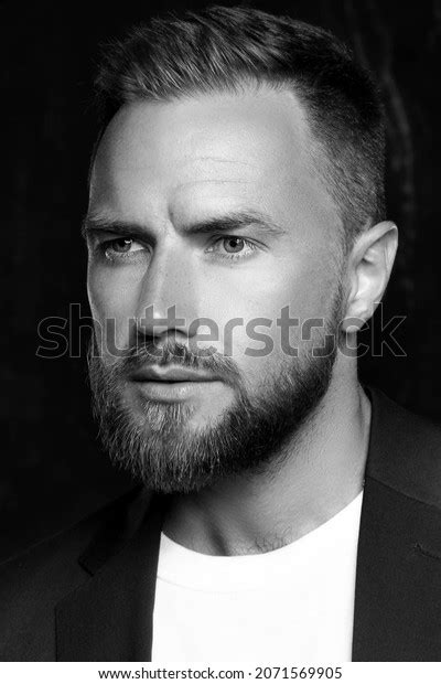 Brunette Handsome Man Suit On Dark Stock Photo 2071569905 Shutterstock