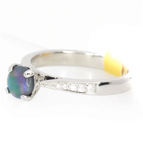 Ct White Gold Solid Opal And Diamonds Ring Allgem Jewellers