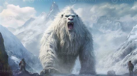 Yeti Or Abominable Snowman White Fur Brother To Bigfoot Monster In A