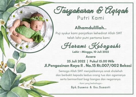 Per Pcs Cetak Undangan Tasyakuran Aqiqah Kelahiran Bayi Lazada