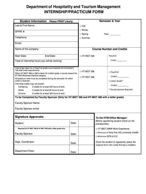 Fillable Online Isenberg Umass INTERNSHIP PRACTICUM FORM Fax Email