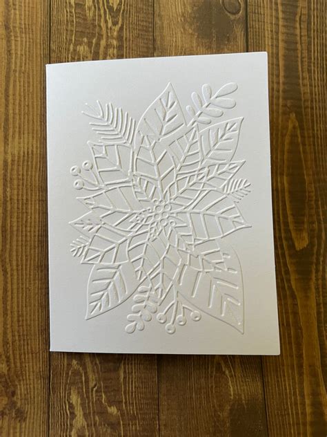 Poinsettia Cards Set Of Or Christmas Notecards Embossed Etsy