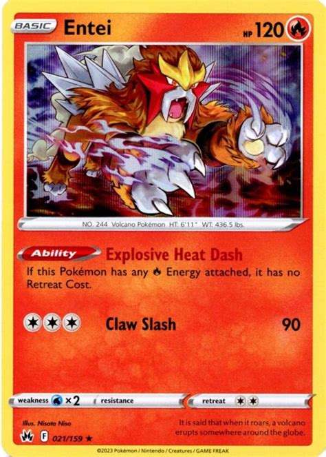 Entei Holo Pokemon Enkeltkort Fra Swsh Crown Zenith