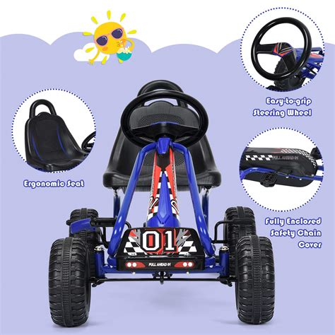 Costzon Kids Pedal Go Kart 4 Wheel Pedal Powered Ride On Toys Outdoor