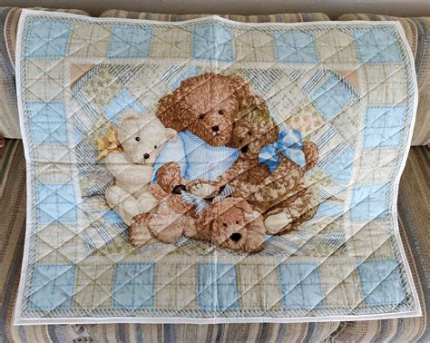 Blue Teddy Bear Baby Quilt - Etsy