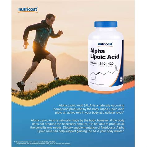 Nutricost Alpha Lipoic Acid 600mg Per Serving 240 Capsules Gluten