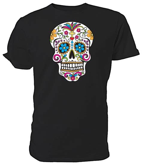 Sugar Skull Candy Skull Emo T Shirt Classic Round Neck Short Sleeved