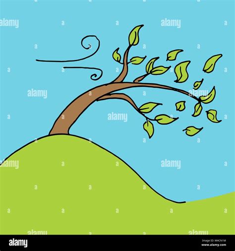 An Image Of A Leaves Blown Off Tree On A Windy Day Stock Vector Image