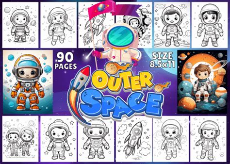 Cute Space Coloring Pages for Kids Graphic by Design Zone · Creative ...