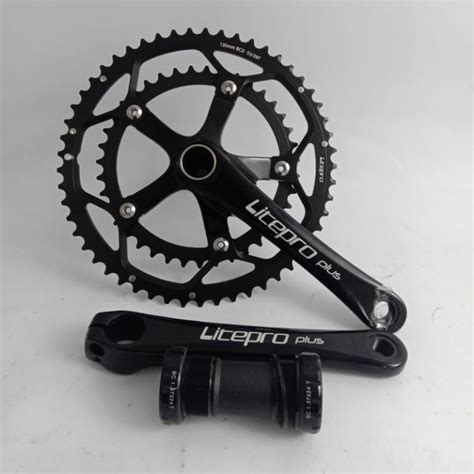 Jual CRANKSET SEPEDA LITEPRO DOUBLE HOLLOWTECH 53 39T 130MM BCD BLACK