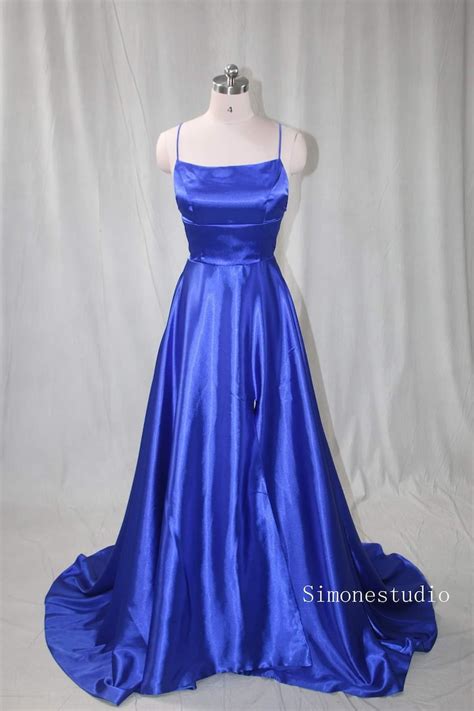 Sexy Royal Blue Prom Dress Lace Up Back Evening Dress Formal Etsy