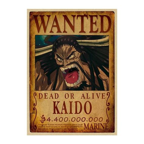 Avis De Recherche One Piece De Kaido Papier Kraft Effet Vintage