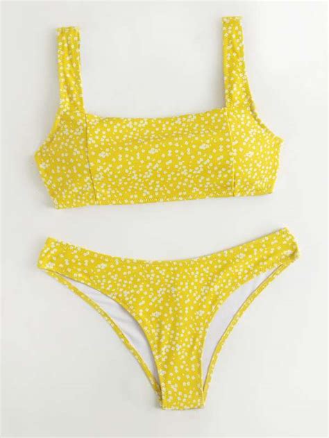 Ditsy Floral Tie Back Bikini Swimsuit SHEIN USA