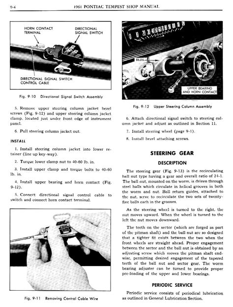 1961 Pontiac Tempest Shop Manual Steering Page 5 Of 13