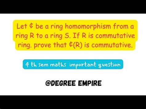 Th Sem Maths Important Question On Ring Homomorphism Degree Exams