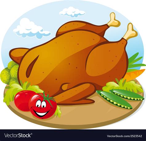 Roast chicken Royalty Free Vector Image - VectorStock