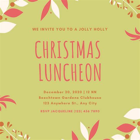 Page 2 - Free custom printable luncheon invitation templates | Canva