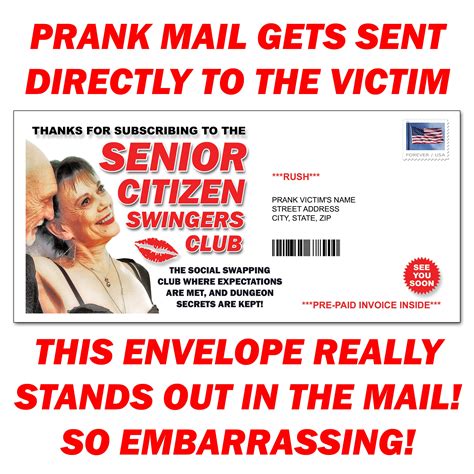 Senior Citizen Swingers Club Prank Mail Letter 100 Anonymous Sent Directly To Your Friends